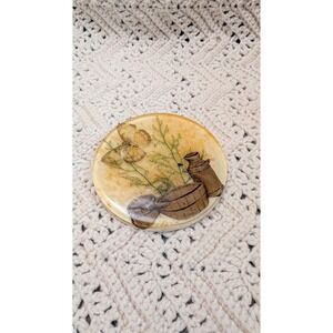 Vintage Resin Trivet Butterfly Country Farm Scene Milk Jug Barrels Cottagecore